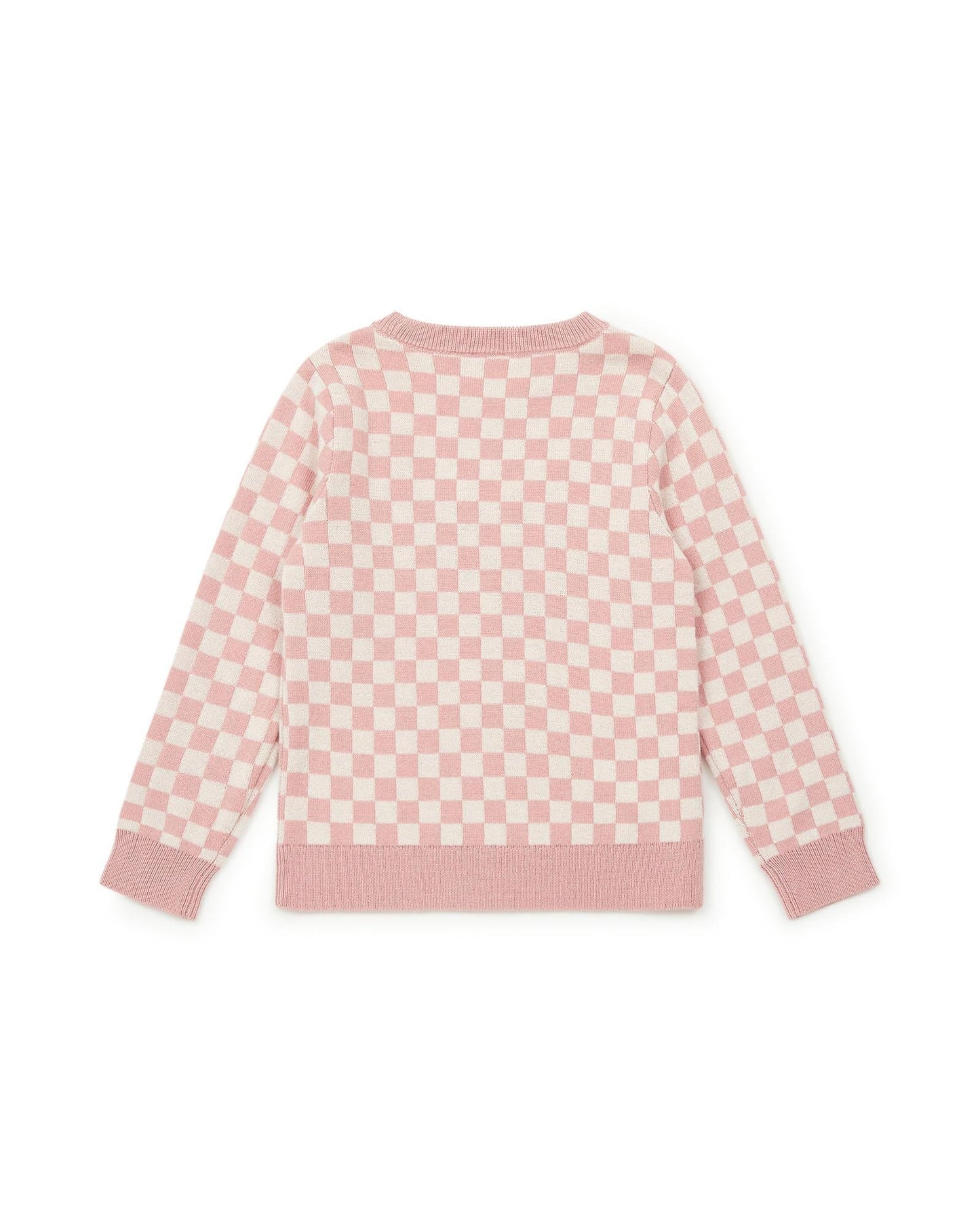 Sweater - checkerboard Pink in jacquard knitting