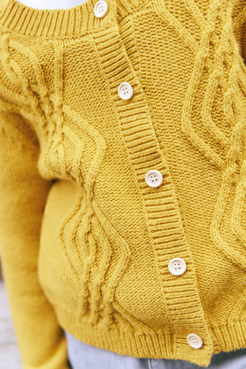 Cardigan - Bernard tricot torsadé jaune - Image principale
