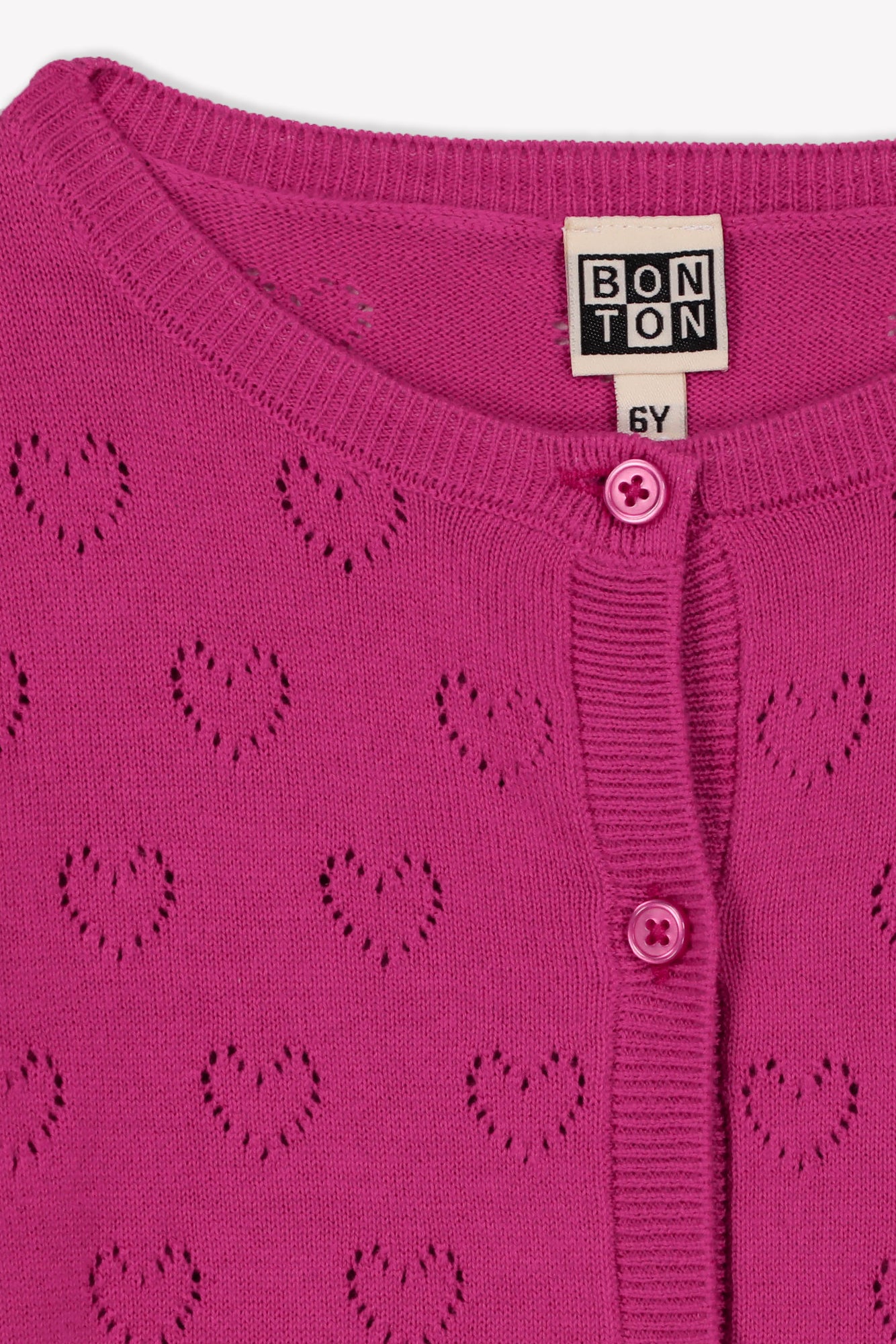 Cardigan - Lilou fuschia coton BCI pointelle