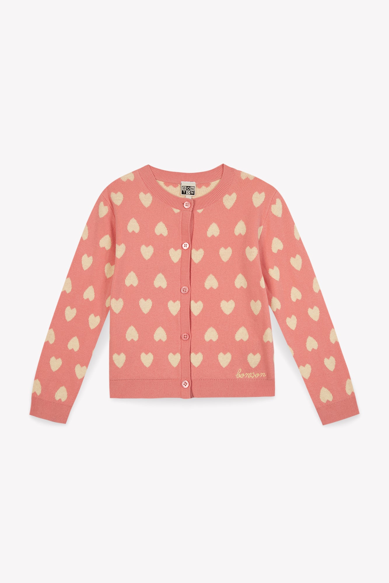 Cardigan - Lilou rose coton jacquard