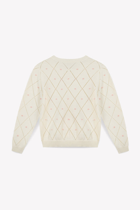 Cardigan - Lilou ecru cotton fancy - Image principale