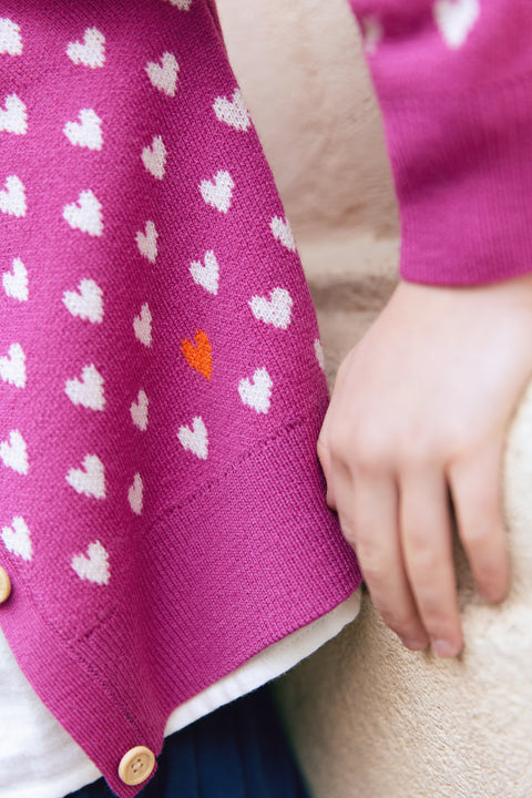 Cardigan - Lilou violet imprimé coeur - Image principale
