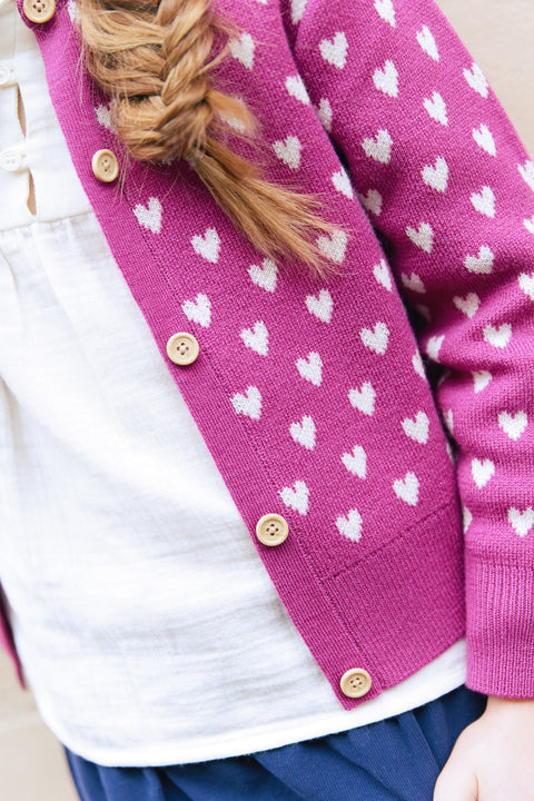 Cardigan - Lilou violet imprimé coeur - Image principale