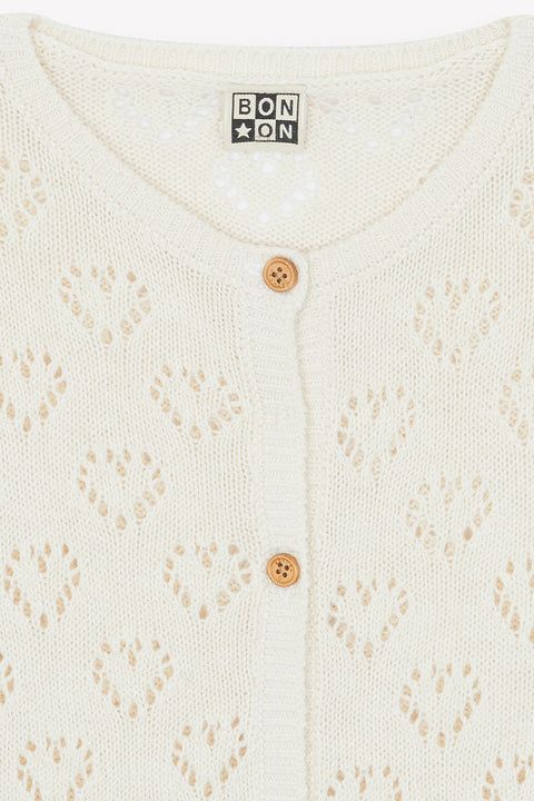 Cardigan - Lilou écru imprimé coeur - Image principale