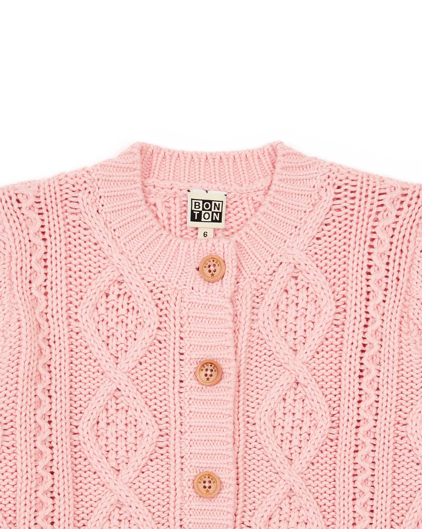Cardigan - Tiffany rose coton maille ajourée