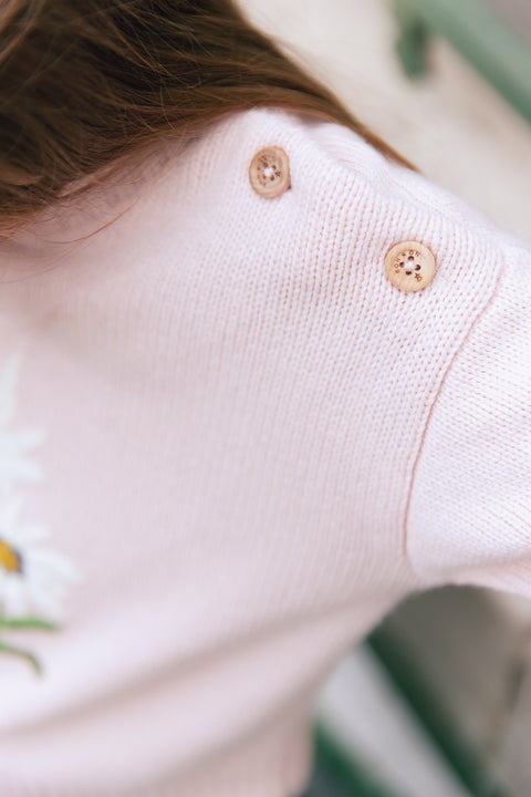 Pull - Misty rose broderie fleuri - Image principale