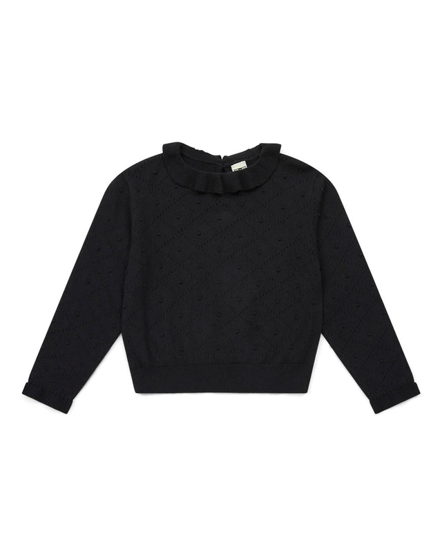 Pull - Froufrou noir en tricot ajouré - Image principale