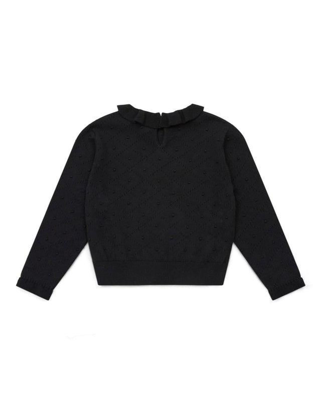 Pull - Froufrou noir en tricot ajouré - Image alternative