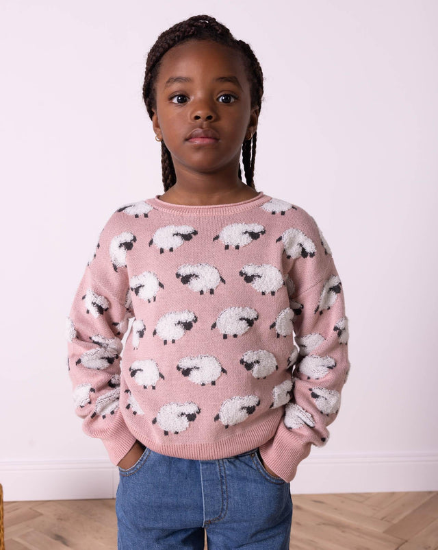 Sweater - Pink in jacquard knitting - Image principale