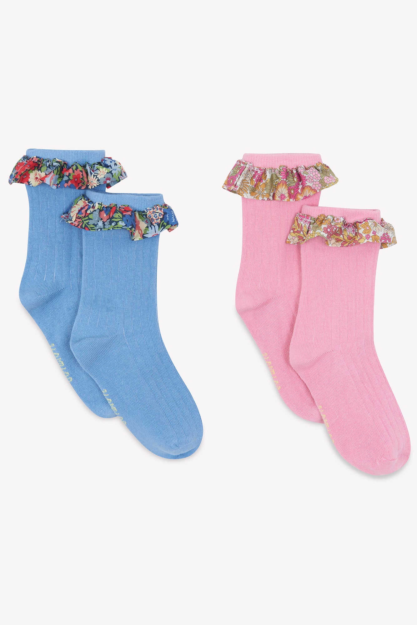 Lot 2 Socks - Liberty short roses/blue