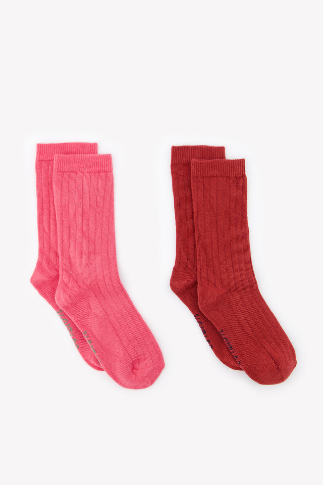 Chaussettes - Duo rose et rouge - Image principale