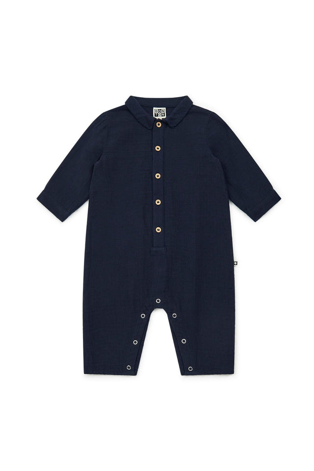 Jumpsuit - Baobab Blue Baby GOTS certified organic cotton gauze - Image principale