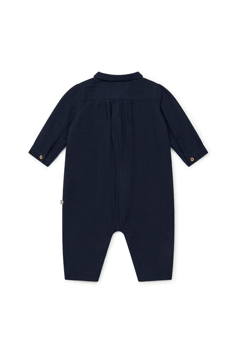 Jumpsuit - Baobab Blue Baby GOTS certified organic cotton gauze - Image principale