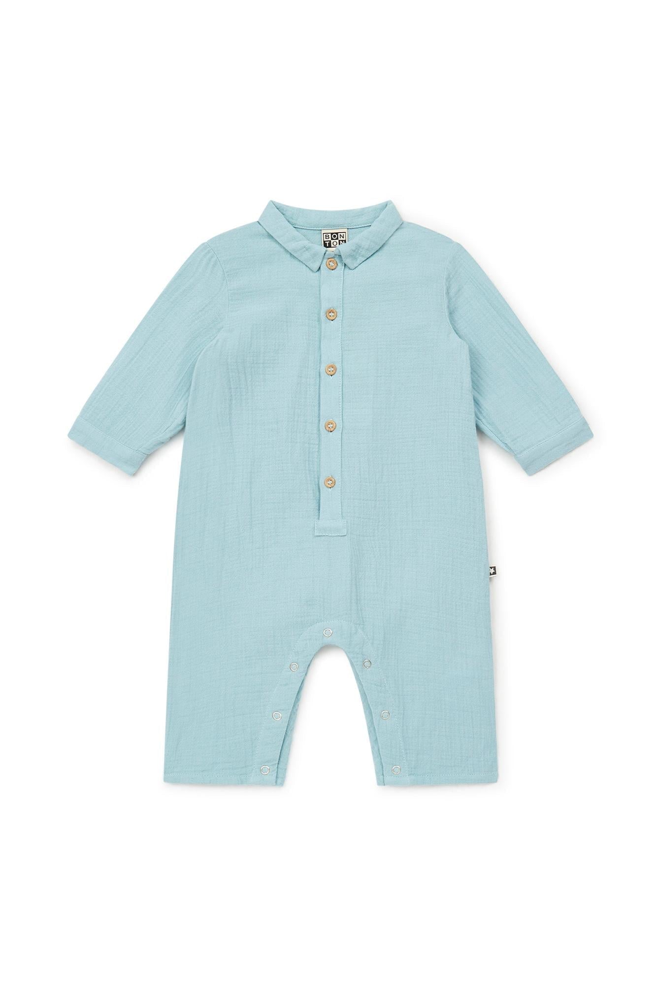 Jumpsuit - Baobab Blue Baby GOTS certified organic cotton gauze