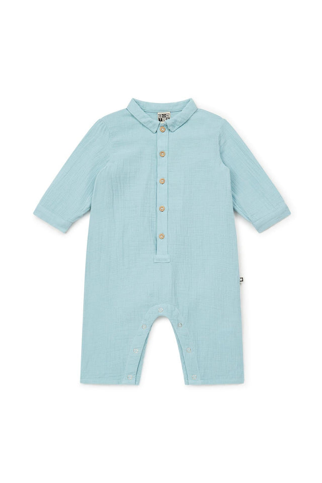 Combinaison - Baobab bleu Bébé gaze de coton biologique certifié GOTS - Image principale