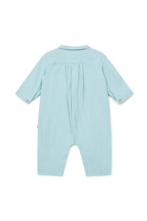 Combinaison - Baobab bleu Bébé gaze de coton biologique certifié GOTS - Image principale