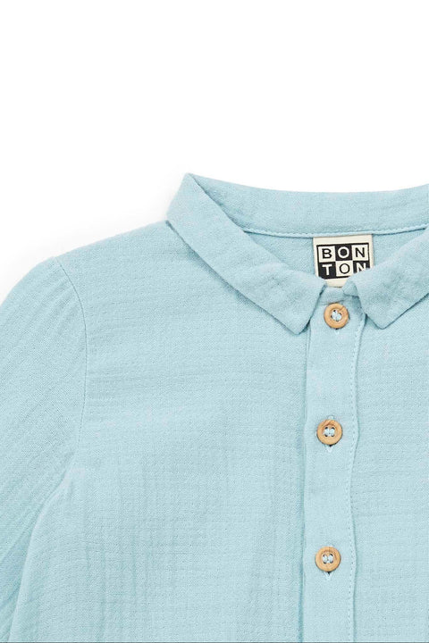 Combinaison - Baobab bleu Bébé gaze de coton biologique certifié GOTS - Image principale