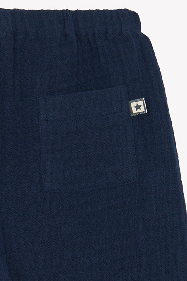 Pantalon - Futur bleu Bébé gaze de coton biologique certifié GOTS - Image alternative