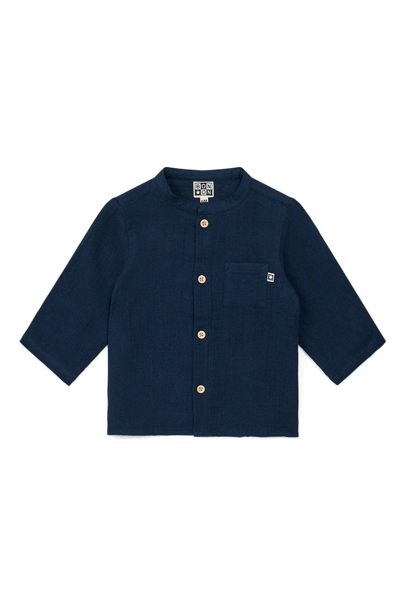 Chemise - Inter bleue Bébé en gaze 100% coton biologique certifié GOTS