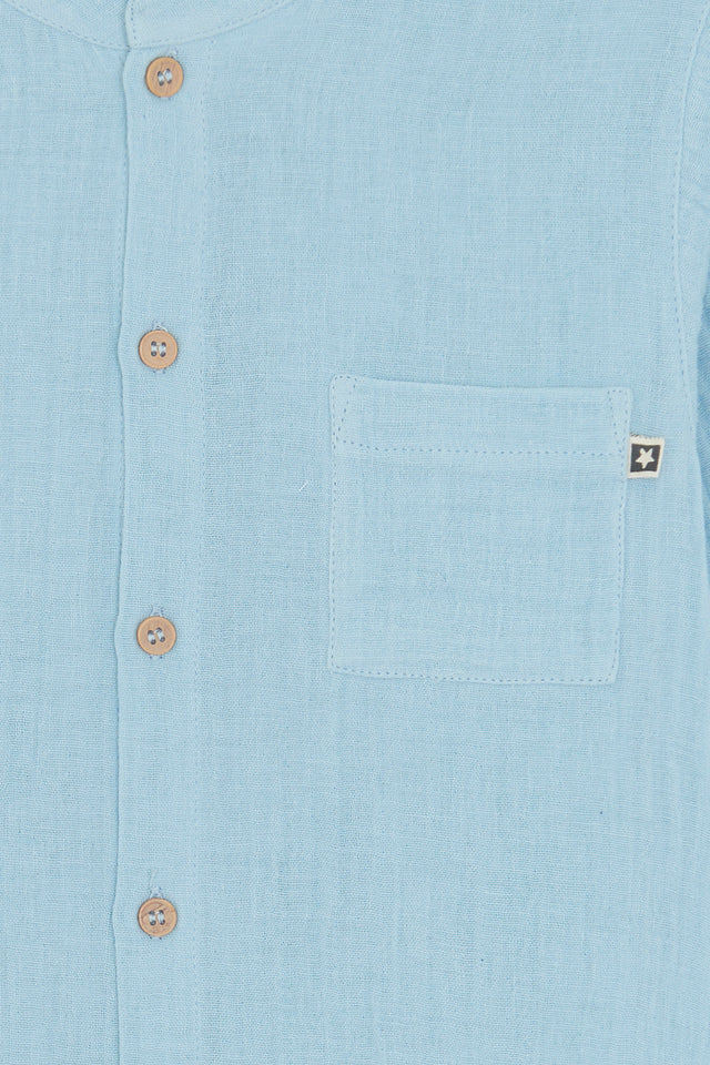 Shirt - Blue internet in 100% organic cotton gauze certified GOTS - Image alternative