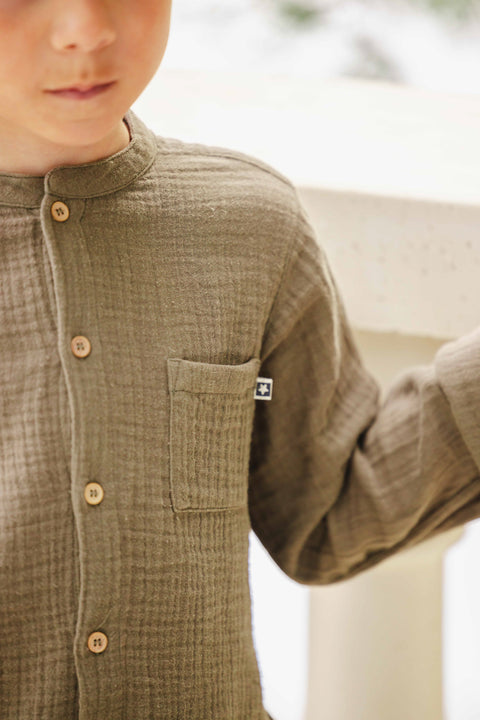 Chemise - Internet verte en gaze 100% coton biologique - Image principale