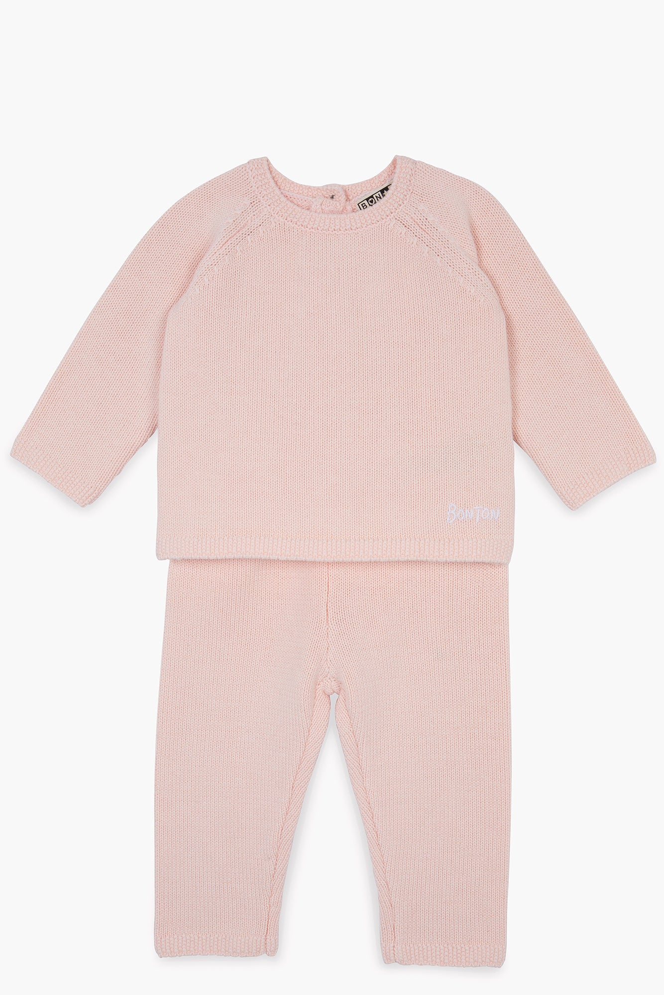 Outfit - of Newborn Pink Baby in cotton Cashmere