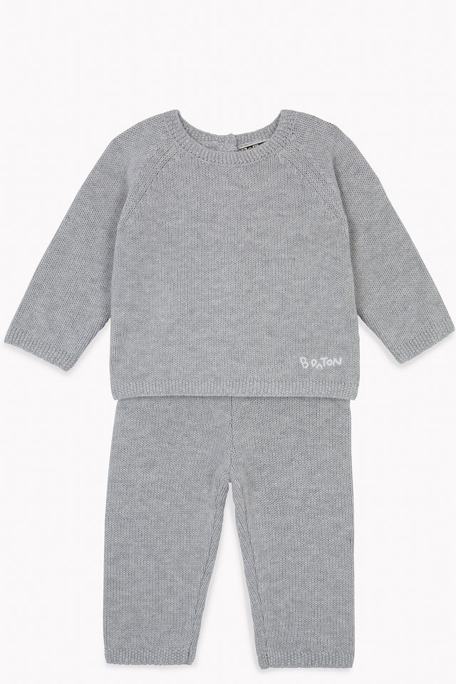 Outfit - of Newborn Grey Baby in cotton Cashmere - Image principale