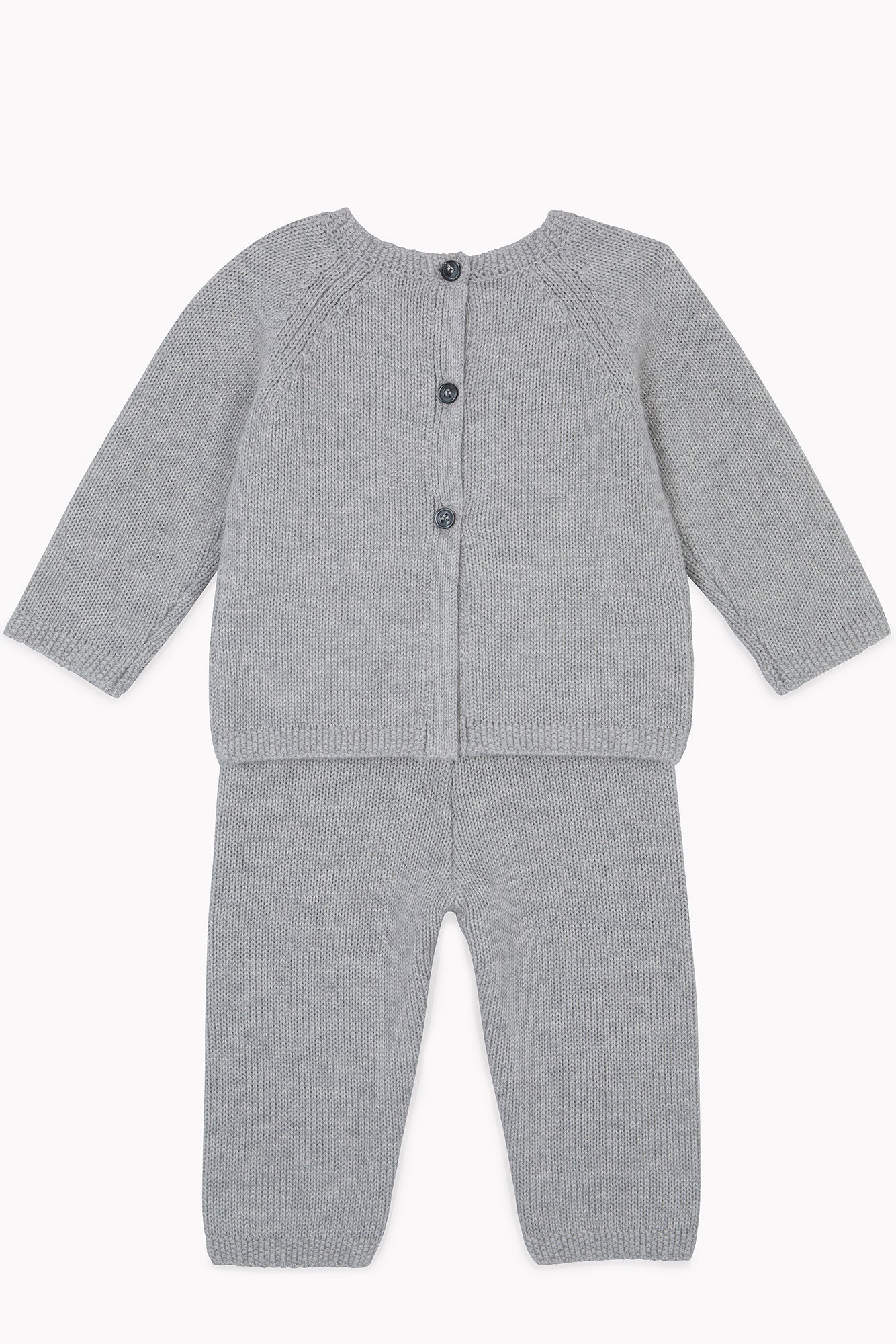 Outfit - of Newborn Grey Baby in cotton Cashmere