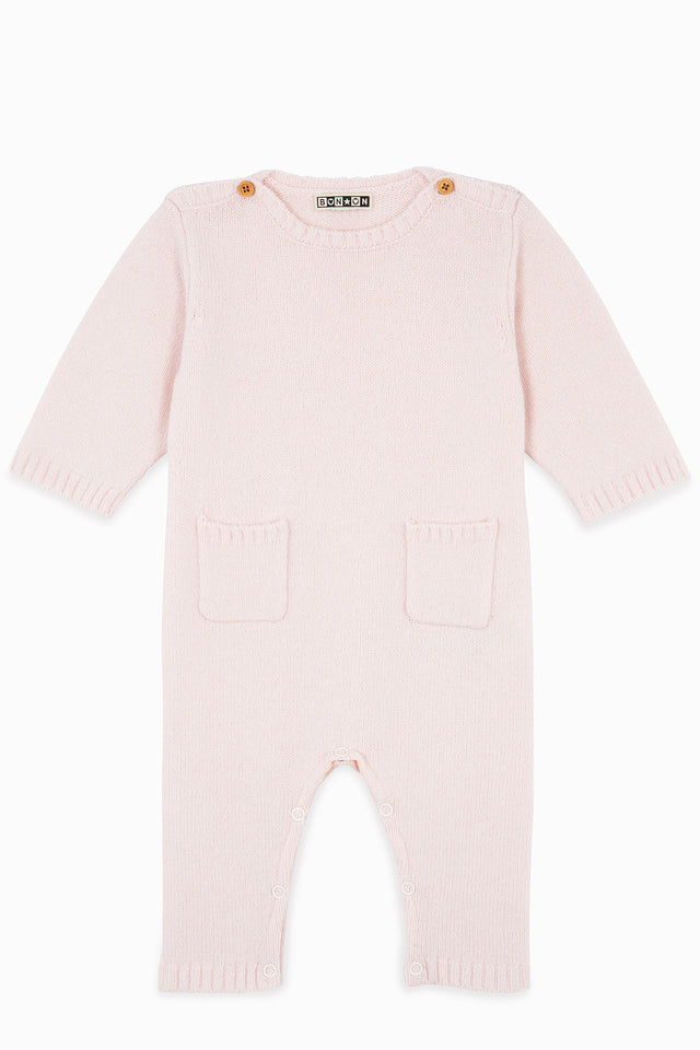 Jumpsuit - of Newborn Pink Baby in Wool - Image principale