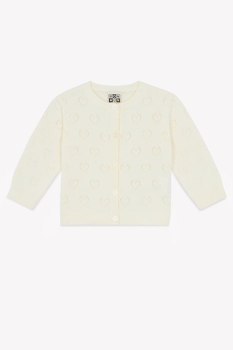 Cardigan - Naissance beige cœurs ajouré - Image principale