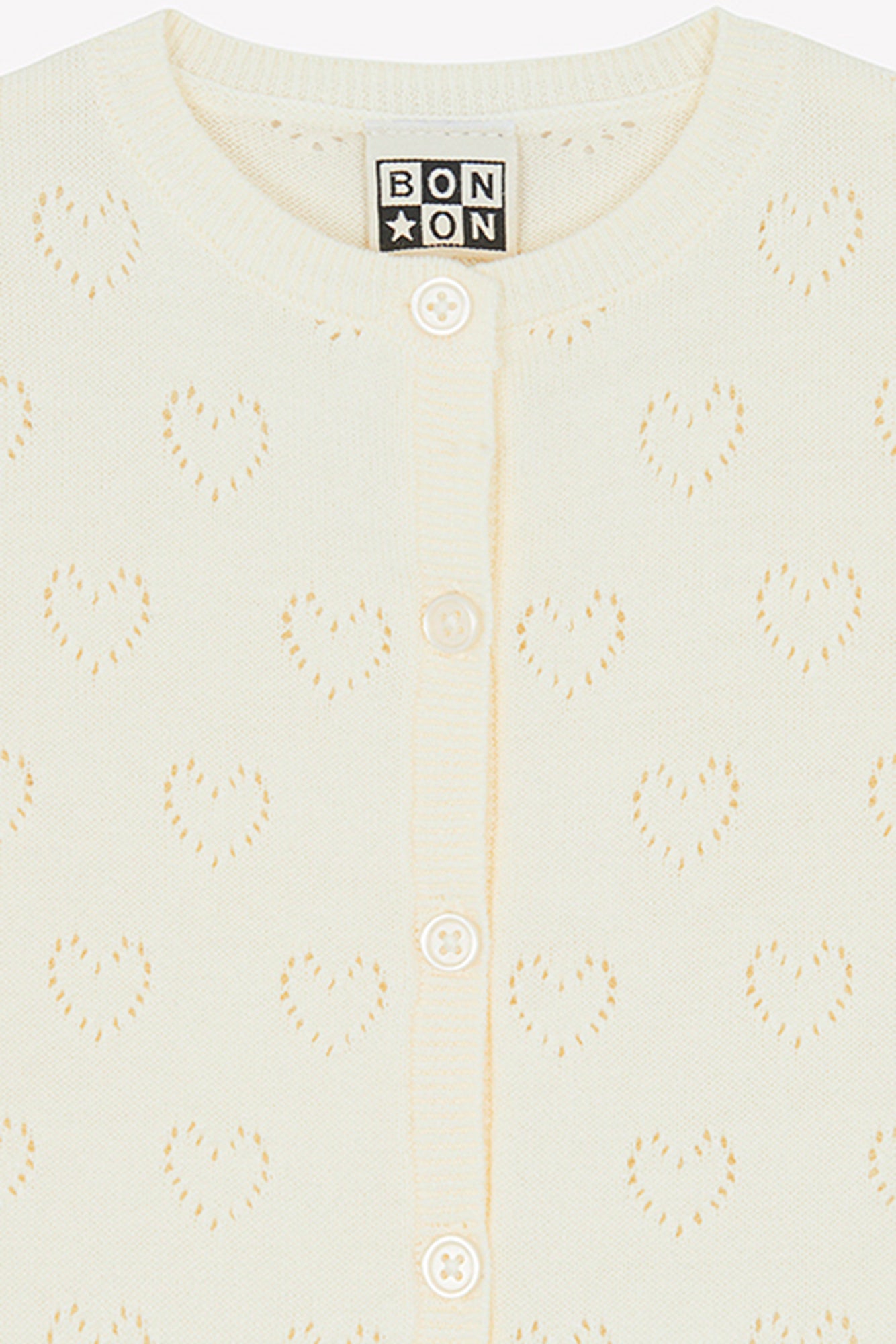 Cardigan - Naissance beige cœurs ajouré