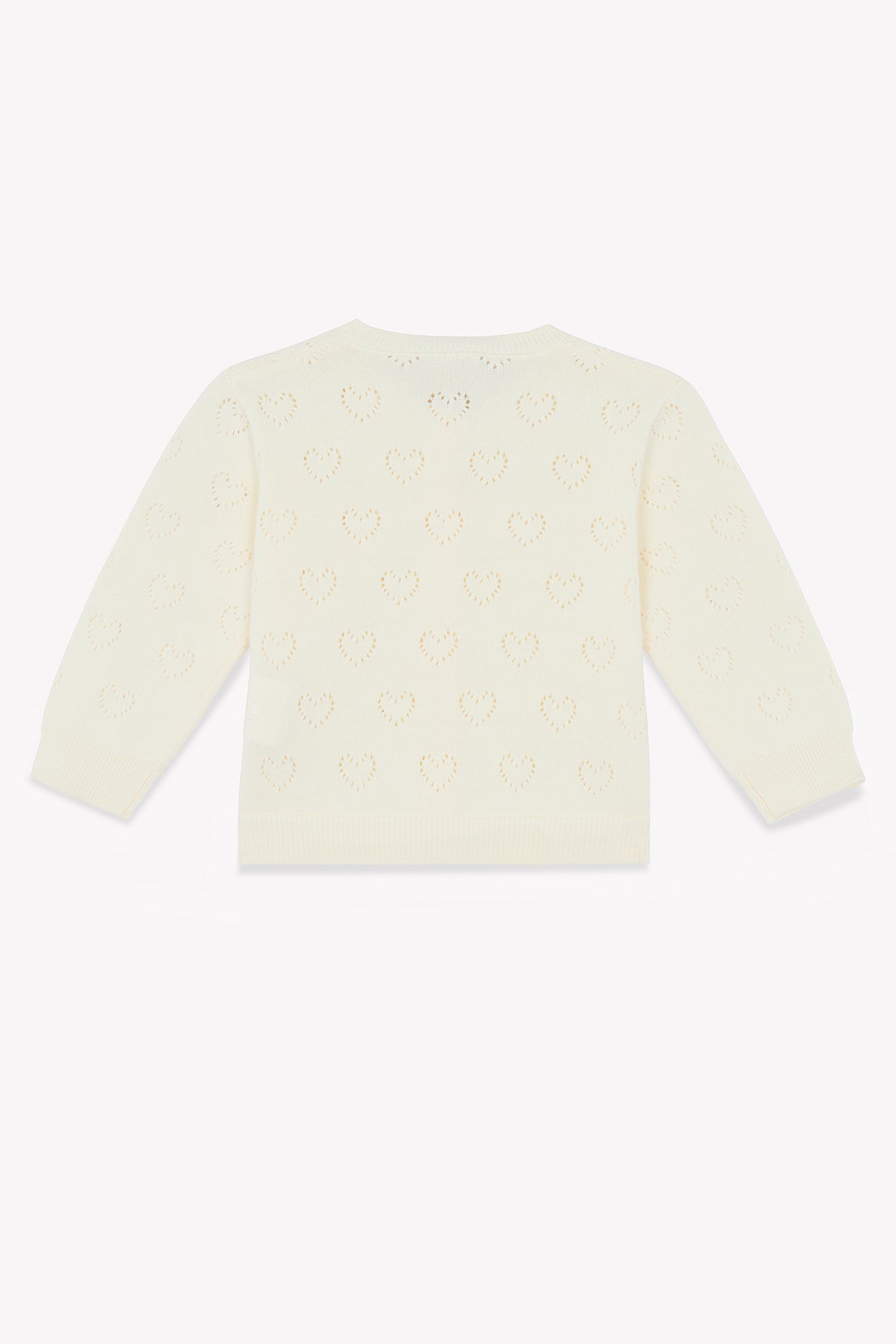 Cardigan - Naissance beige cœurs ajouré