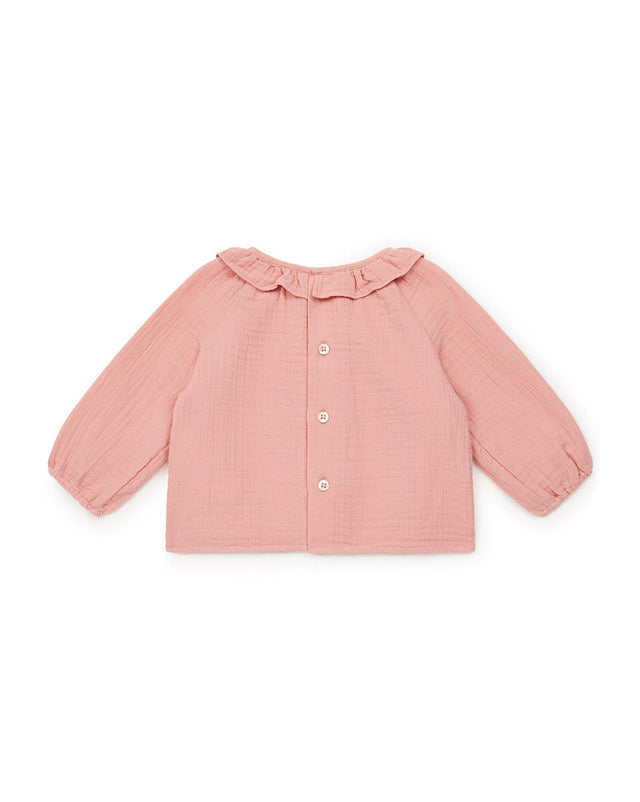 Blouse - Mamour Pink Baby has Collar steering wheel in 100% organic cotton certified GOTS - Image alternative