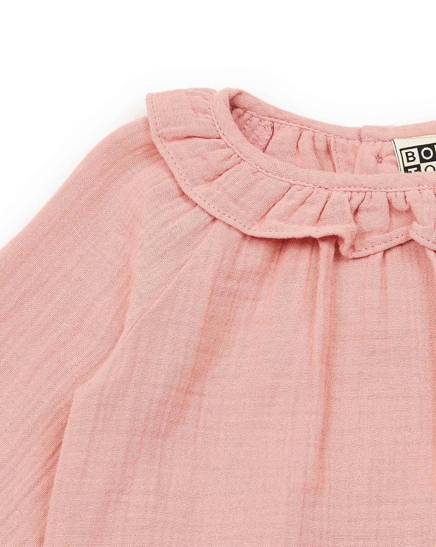 Blouse - Mamour Pink Baby has Collar steering wheel in 100% organic cotton certified GOTS