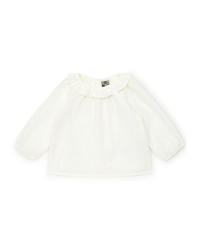 Blouse - Mamour Beige Baby has Collar steering wheel in 100% organic cotton certified GOTS - Image principale