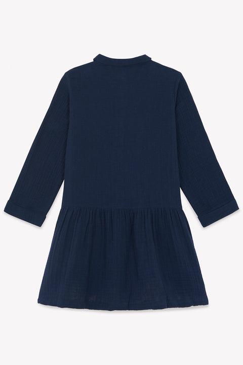 Robe - Rafia bleue en double gaze de coton - Image principale