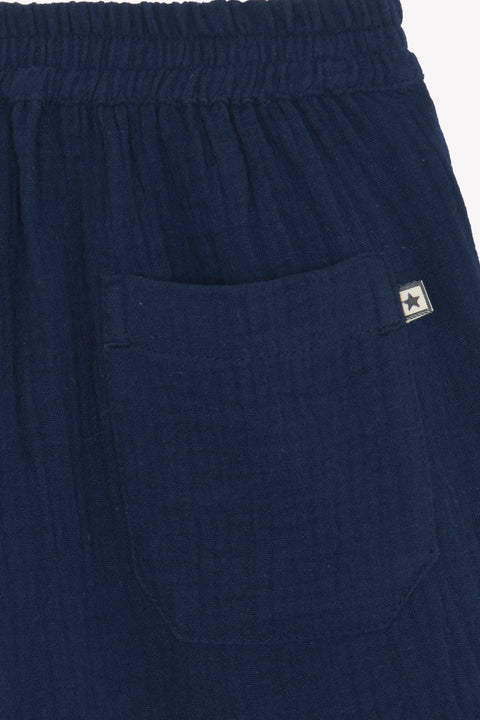 Short - Rambo bleu en double gaze de coton bio certifié GOTS - Image principale