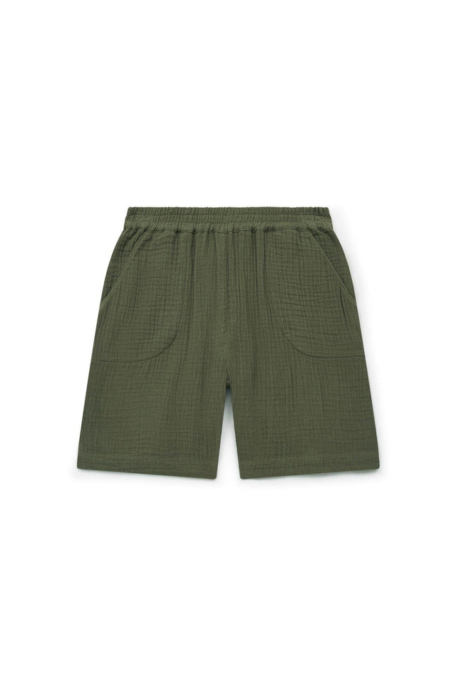 Short - Rambo vert en double gaze de coton bio certifié GOTS - Image principale