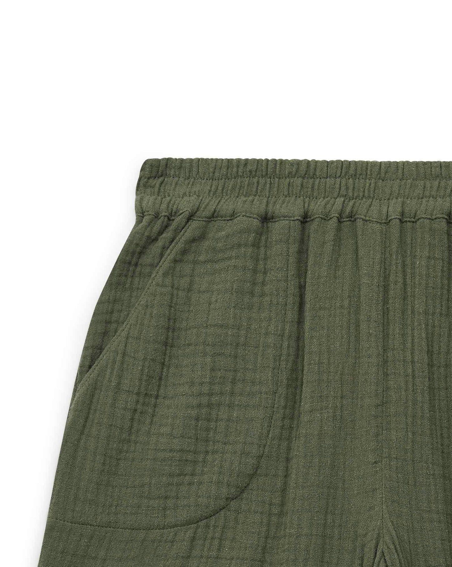 Short - Rambo Green in double gauze of Organic cotton GOTS certified