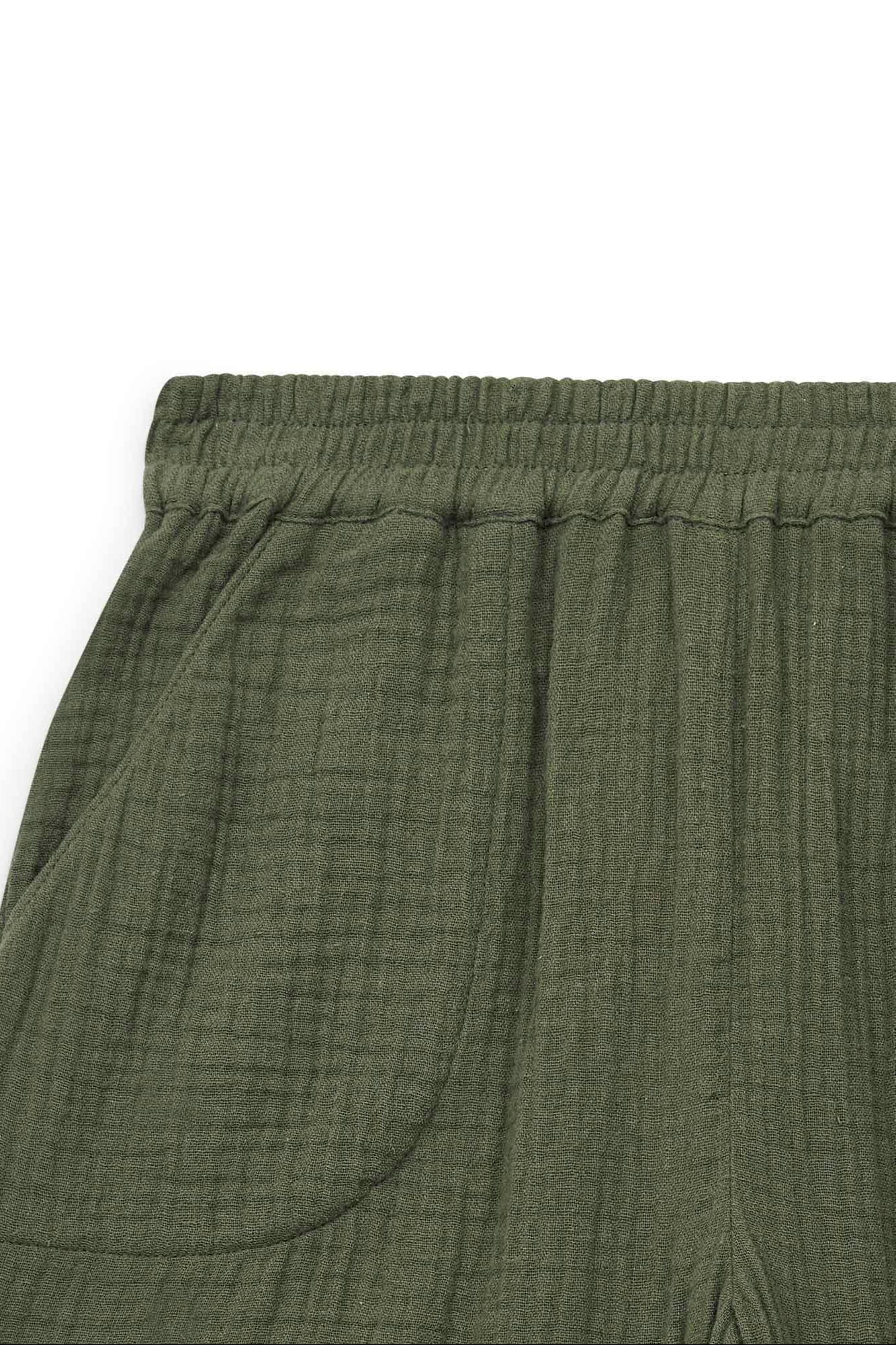 Short - Rambo Green in double gauze of Organic cotton GOTS certified