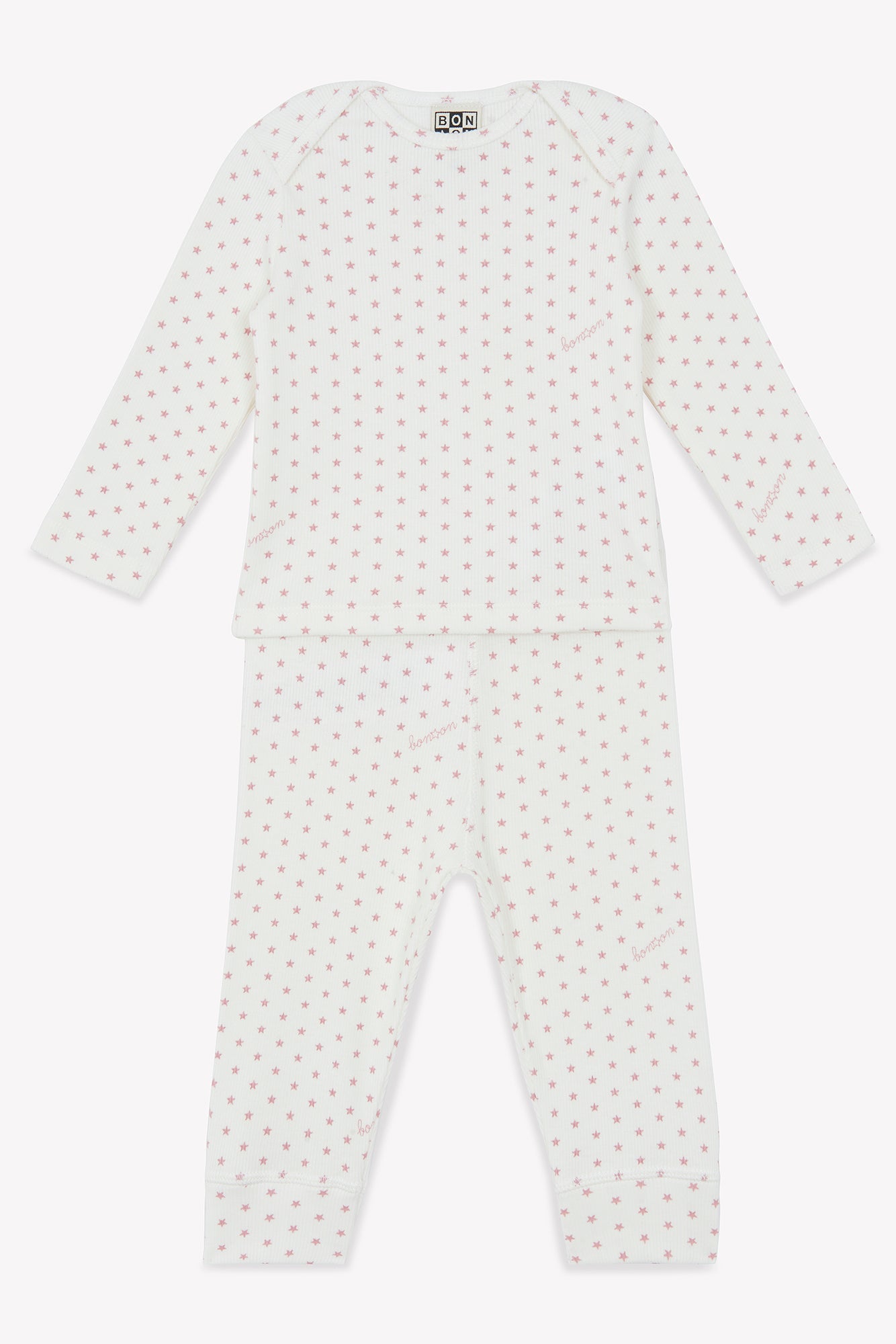 Outfit - Pajamas 2 rooms Pink Baby in cotton Print stars