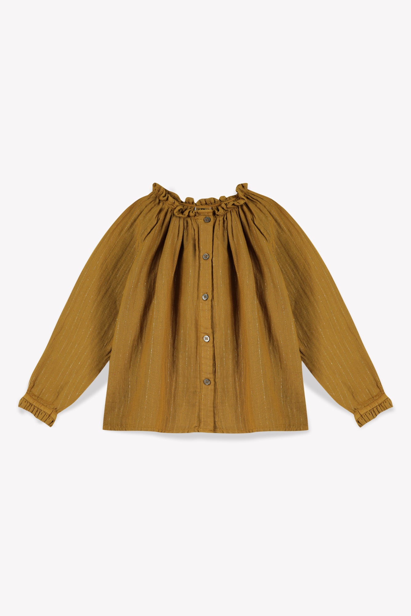 Blouse - Girl has Ruffles Cotton gauze and metallic threads