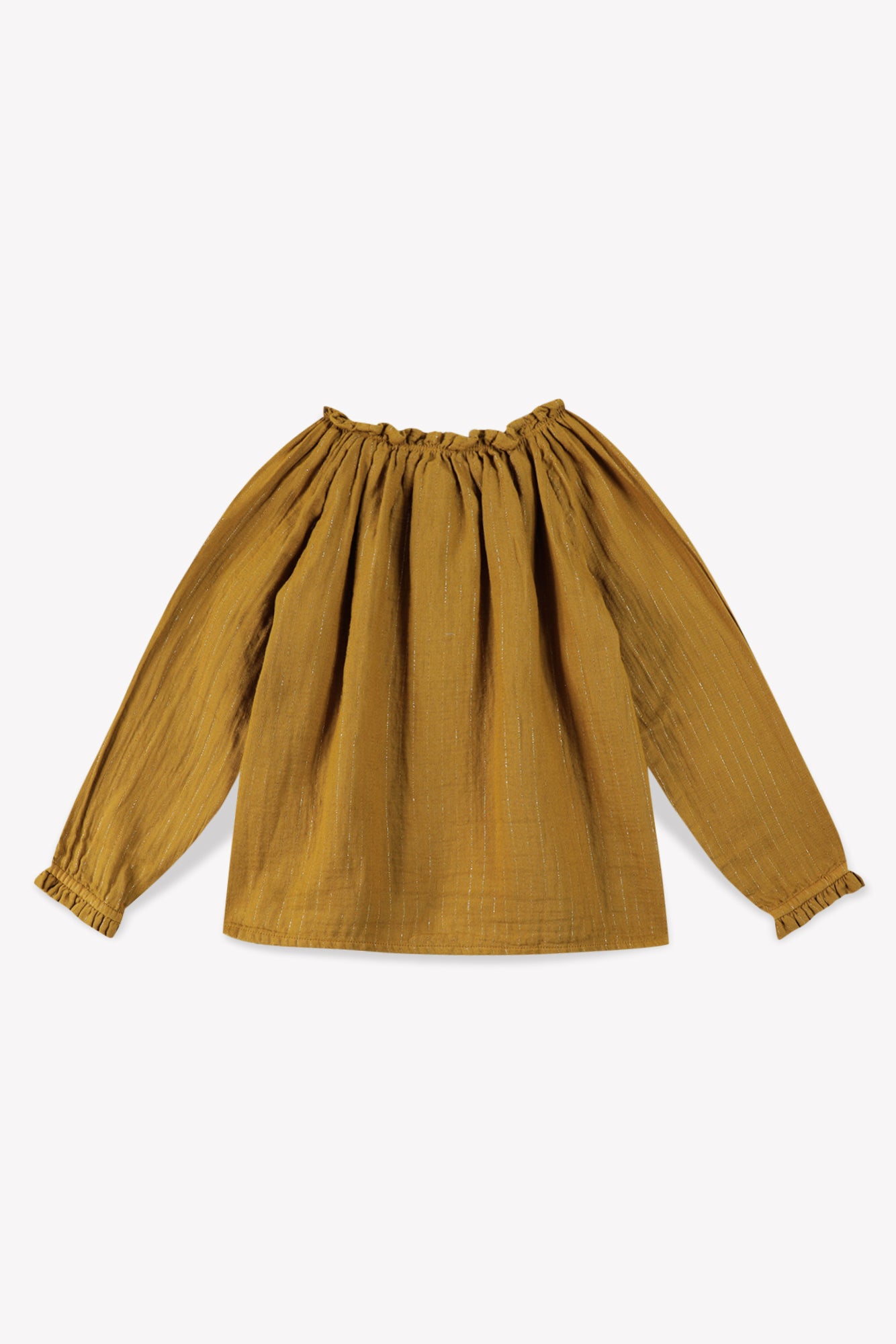 Blouse - Girl has Ruffles Cotton gauze and metallic threads