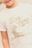 T-shirt - Tubo blanc hamac imprimé "Fire Camp"