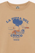 T-shirt - Tubo beige illustration "Pizza del croco"
