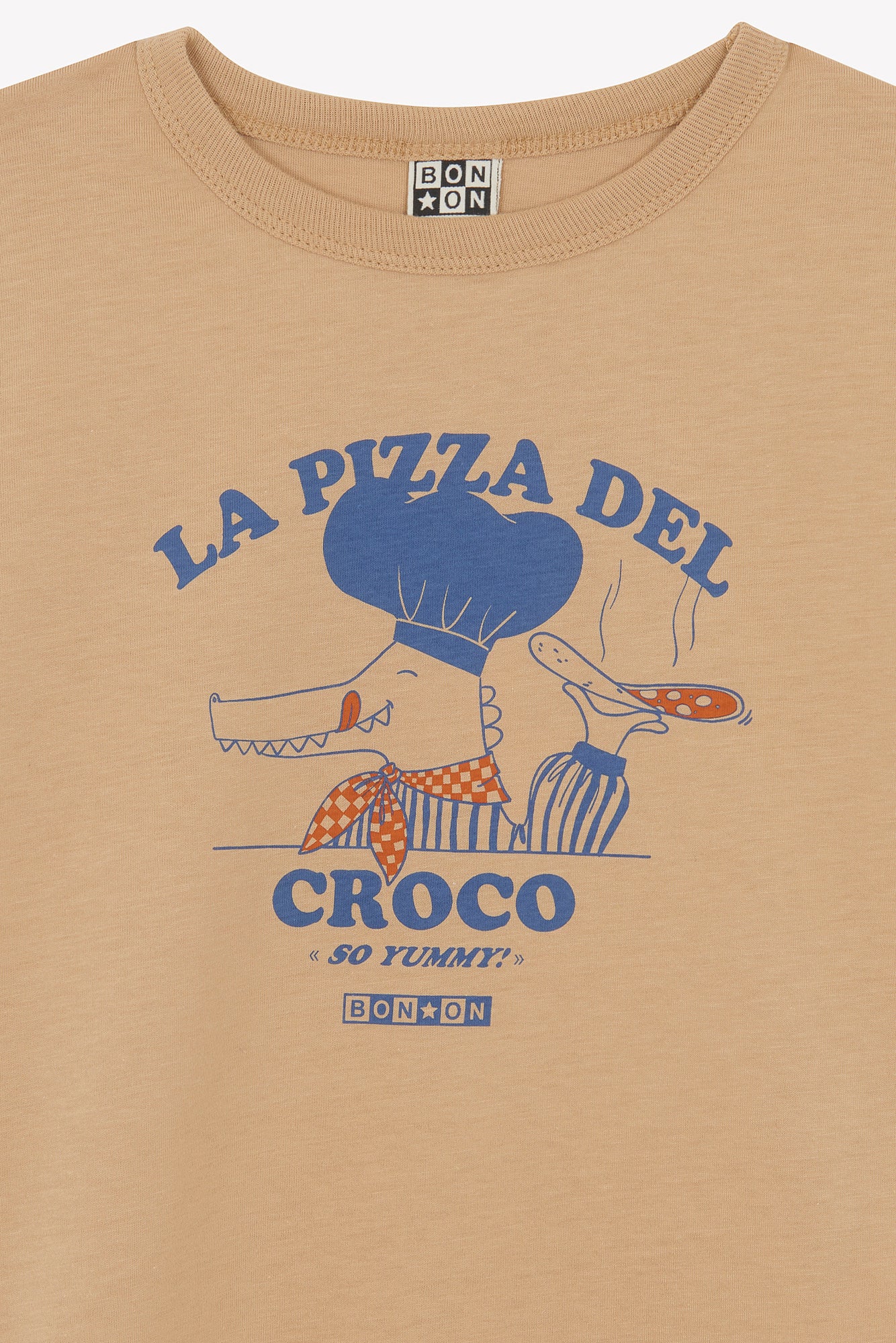 T-shirt - Tubo beige illustration "Pizza del croco"