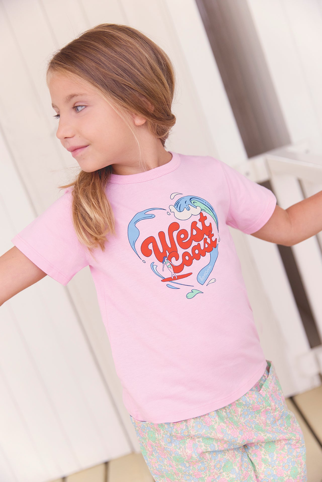 T-shirt - Tubo rose bule illustration "West Coast"
