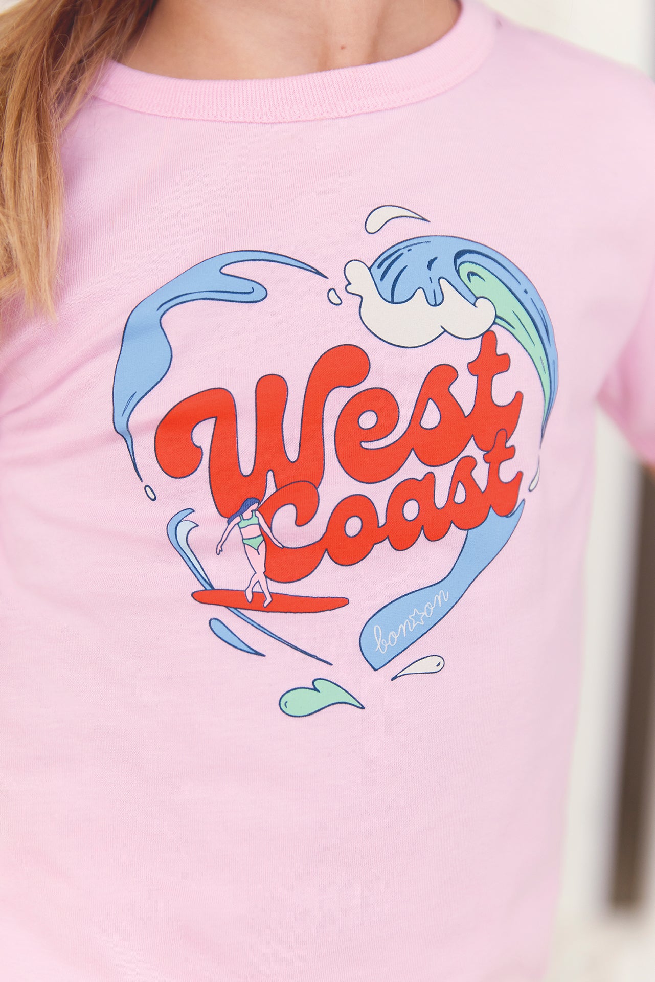 T-shirt - Tubo rose bule illustration "West Coast"