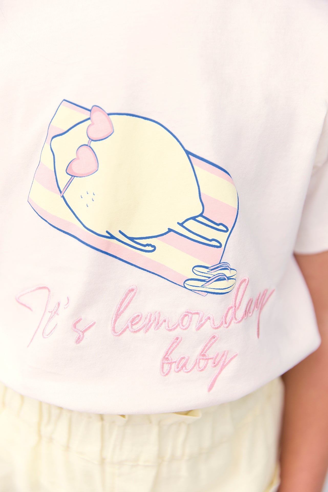 T-shirt - Tubo écru bonton illustration "Lemonday"