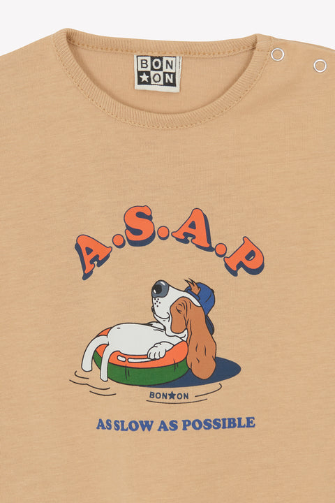 T-shirt - Tuba  beige sieste illustration "Chien Asap" - Image principale